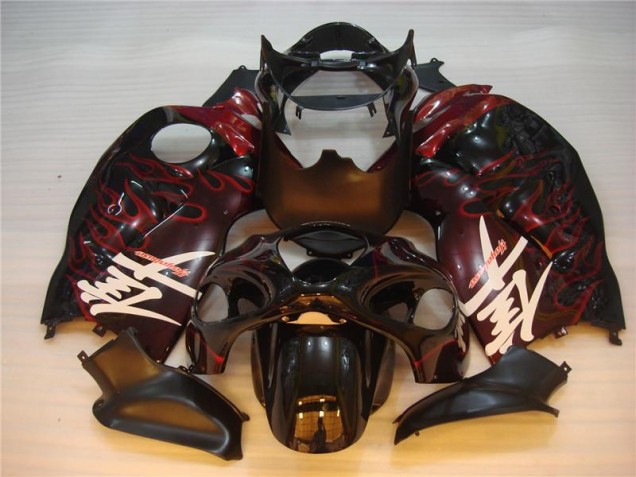 Discount 1996-2007 Black Red Flame Suzuki GSXR 1300 Hayabusa Motorbike Fairing UK