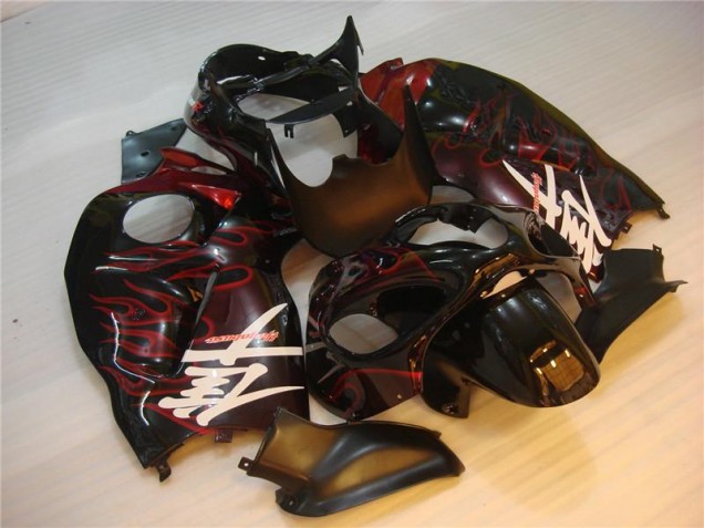 Discount 1996-2007 Black Red Flame Suzuki GSXR 1300 Hayabusa Motorbike Fairing UK