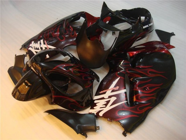 Discount 1996-2007 Black Red Flame Suzuki GSXR 1300 Hayabusa Motorbike Fairing UK