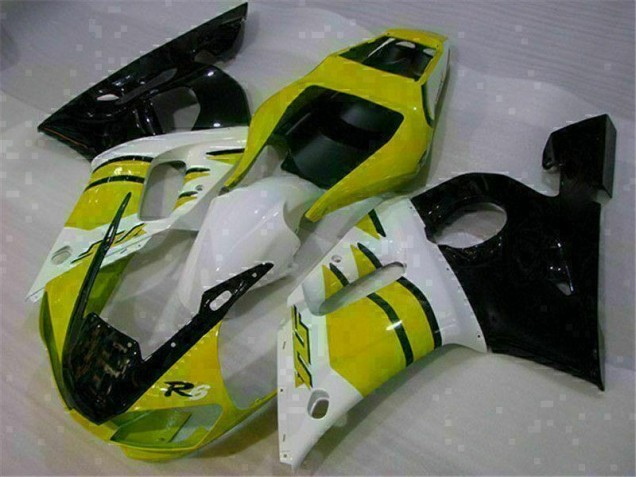 Discount 1998-2002 Yellow White Yamaha YZF R6 Motorcycle Fairings Kits UK