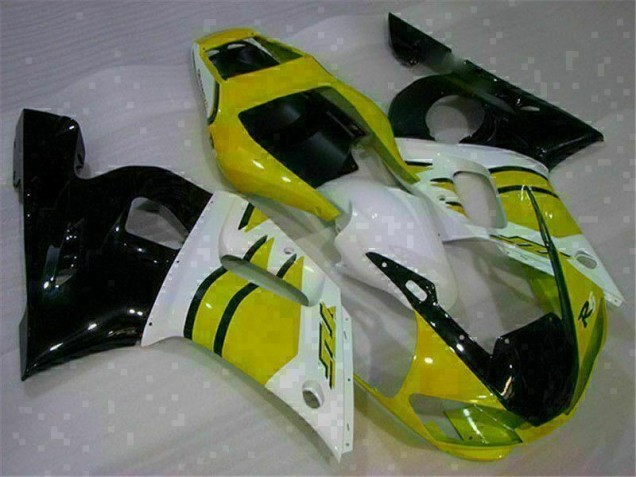 Discount 1998-2002 Yellow White Yamaha YZF R6 Motorcycle Fairings Kits UK