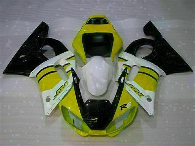 Discount 1998-2002 Yellow White Yamaha YZF R6 Motorcycle Fairings Kits UK