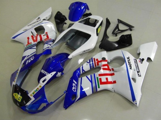 Discount 1998-2002 Blue White Fiat Yamaha YZF R6 Motorcycle Fairings Kit UK