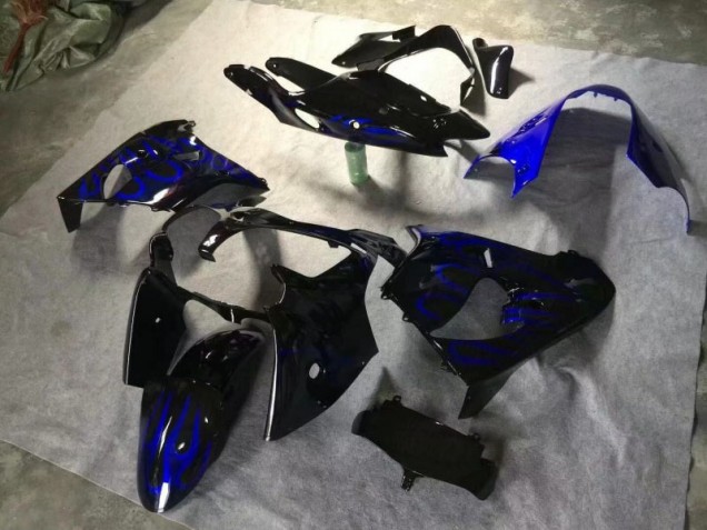 Discount 2000-2001 Glossy Black Blue Flame Kawasaki ZX9R Moto Fairings UK Discount 2000-2001 Glossy Black Blue Flame Kawasaki ZX9R Moto Fairings UK