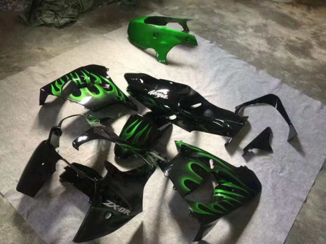 Discount 2000-2001 Glossy Black Green Flame Kawasaki ZX9R Motorcyle Fairings UK Discount 2000-2001 Glossy Black Green Flame Kawasaki ZX9R Motorcyle Fairings UK