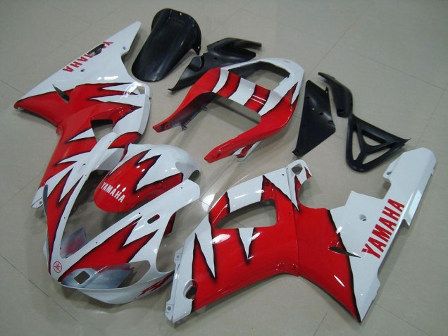 Discount 2000-2001 White Red Flame Yamaha YZF R1 Motorcylce Fairings UK