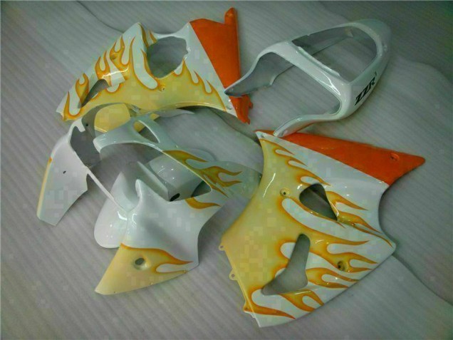 Discount 2000-2002 White Yellow Flame Kawasaki ZX6R Bike Fairings UK Discount 2000-2002 White Yellow Flame Kawasaki ZX6R Bike Fairings UK
