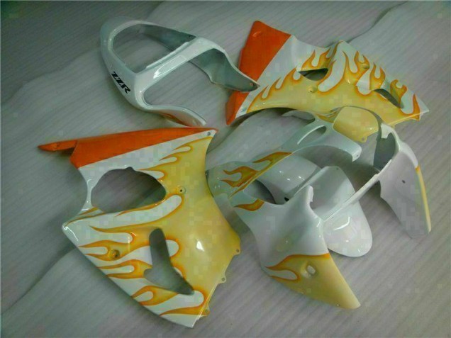 Discount 2000-2002 White Yellow Flame Kawasaki ZX6R Bike Fairings UK Discount 2000-2002 White Yellow Flame Kawasaki ZX6R Bike Fairings UK