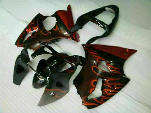 Discount 2000-2002 Black Red Flame Kawasaki ZX6R Motorcycle Fairing Kits UK Discount 2000-2002 Black Red Flame Kawasaki ZX6R Motorcycle Fairing Kits UK