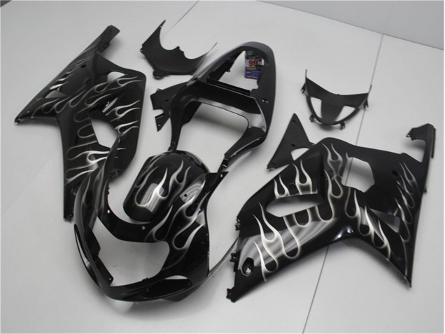 Discount 2001-2003 Black White Flame Suzuki GSXR 600/750 Motorcycle Fairing Kits UK Discount 2001-2003 Black White Flame Suzuki GSXR 600/750 Motorcycle Fairing Kits UK