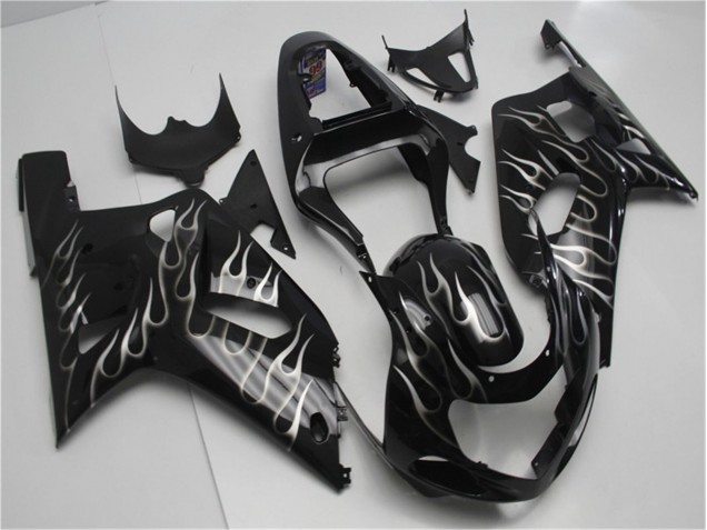 Discount 2001-2003 Black White Flame Suzuki GSXR 600/750 Motorcycle Fairing Kits UK Discount 2001-2003 Black White Flame Suzuki GSXR 600/750 Motorcycle Fairing Kits UK