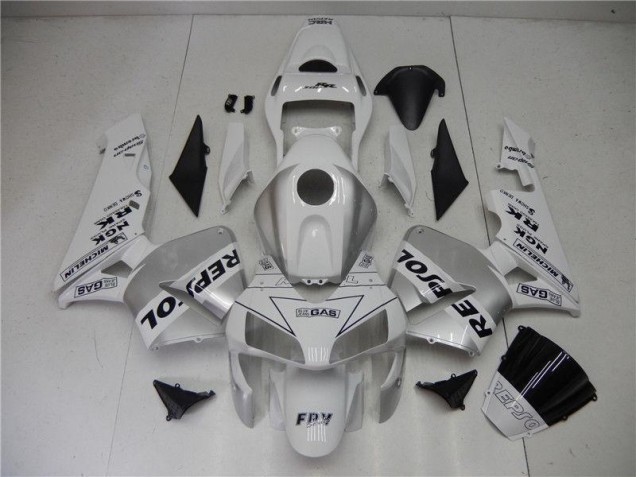 Discount 2003-2004 Silver White Black Repsol Honda CBR600RR Motorcycle Fairings Kit UK Discount 2003-2004 Silver White Black Repsol Honda CBR600RR Motorcycle Fairings Kit UK