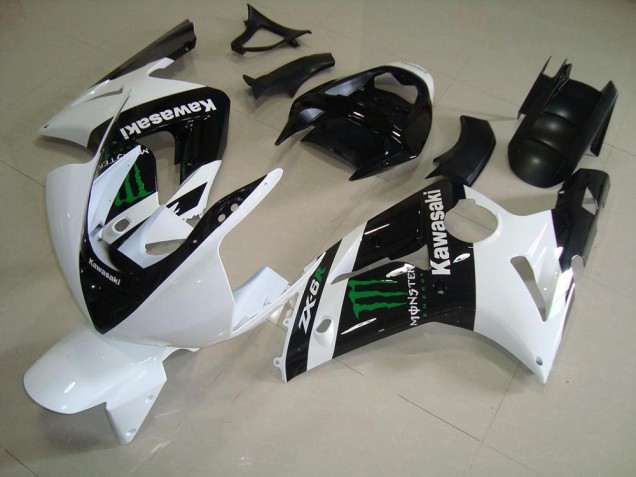 Discount 2003-2004 White Monster Kawasaki ZX6R Bike Fairings UK Discount 2003-2004 White Monster Kawasaki ZX6R Bike Fairings UK