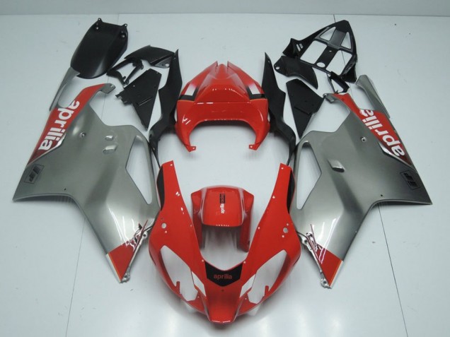 Discount 2003-2006 Silver and Red Aprilia RSV1000 Motorbike Fairing Kits UK