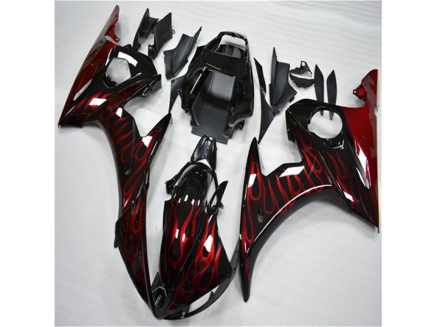 Discount 2003-2005 Black Red Flame Yamaha YZF R6 Motorcycle Fairing UK Discount 2003-2005 Black Red Flame Yamaha YZF R6 Motorcycle Fairing UK