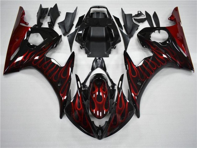 Discount 2003-2005 Black Red Flame Yamaha YZF R6 Motorcycle Fairing UK Discount 2003-2005 Black Red Flame Yamaha YZF R6 Motorcycle Fairing UK
