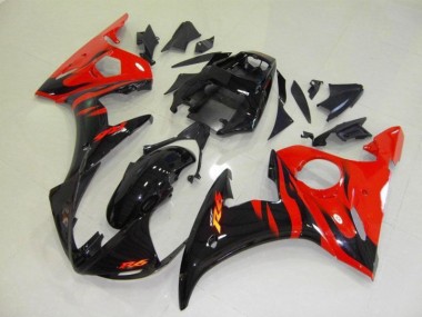 Discount 2003-2005 Black Red Flame Yamaha YZF R6 Bike Fairing Kit UK