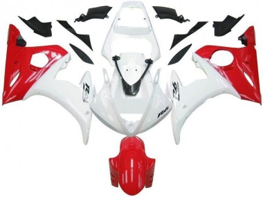 Discount 2003-2005 White Red Yamaha YZF R6 Motorbike Fairing Kits UK