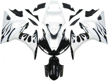 Discount 2003-2005 White Flame Black Yamaha YZF R6 Motorcycle Fairings Kits UK