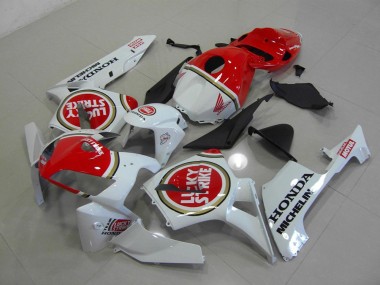 Discount 2005-2006 Pearl White Lucky Strike Honda CBR600RR Motorcycle Fairings Kits UK