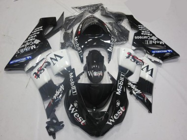 Discount 2005-2006 White Black Kawasaki ZX6R Motorcycle Fairing UK