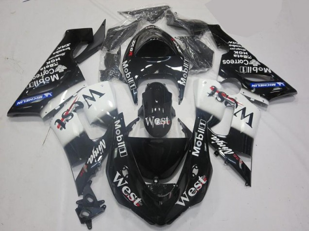 Discount 2005-2006 White Black Kawasaki ZX6R Motorcycle Fairing UK Discount 2005-2006 White Black Kawasaki ZX6R Motorcycle Fairing UK