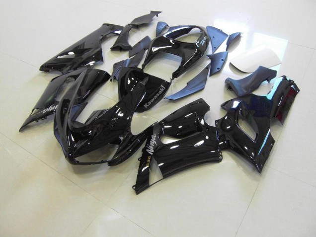 Discount 2005-2006 Glossy Black Silver Decals Kawasaki ZX6R Motorcycle Fairings Kit UK Discount 2005-2006 Glossy Black Silver Decals Kawasaki ZX6R Motorcycle Fairings Kit UK