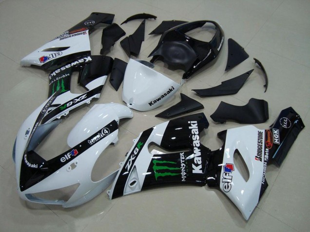 Discount 2005-2006 White Monster Kawasaki ZX6R Motor Bike Fairings UK Discount 2005-2006 White Monster Kawasaki ZX6R Motor Bike Fairings UK