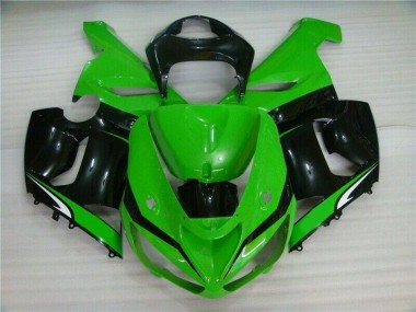 Discount 2005-2006 Green White Black Kawasaki ZX6R Motorcyle Fairings UK