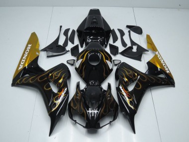 Discount 2006-2007 Black Gold Flame Honda CBR1000RR Motor Bike Fairings UK