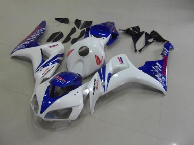 Discount 2006-2007 Pearl White Blue Honda CBR1000RR Motorcycle Fairings Kits UK