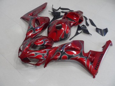 Discount 2006-2007 Red Silver Flame Honda CBR1000RR Motorcycle Fairings Kits UK