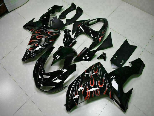 Discount 2006-2007 Black Red Flame Kawasaki ZX10R Motorcyle Fairings UK Discount 2006-2007 Black Red Flame Kawasaki ZX10R Motorcyle Fairings UK