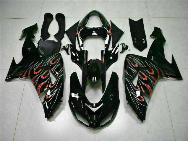 Discount 2006-2007 Black Red Flame Kawasaki ZX10R Motorcyle Fairings UK Discount 2006-2007 Black Red Flame Kawasaki ZX10R Motorcyle Fairings UK