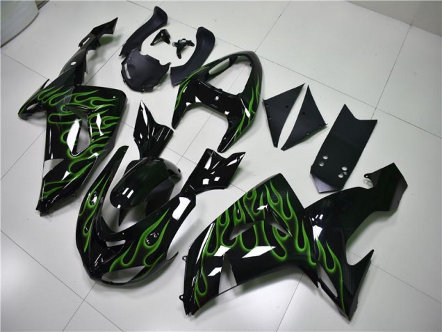 Discount 2006-2007 Black Green Flame Kawasaki ZX10R Motorcycle Fairing UK Discount 2006-2007 Black Green Flame Kawasaki ZX10R Motorcycle Fairing UK