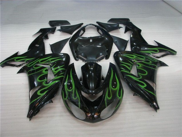 Discount 2006-2007 Black Green Flame Kawasaki ZX10R Motorcycle Fairing UK Discount 2006-2007 Black Green Flame Kawasaki ZX10R Motorcycle Fairing UK
