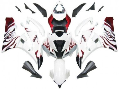 Discount 2006-2007 White Red Flame Yamaha YZF R6 Motorcycle Fairing UK