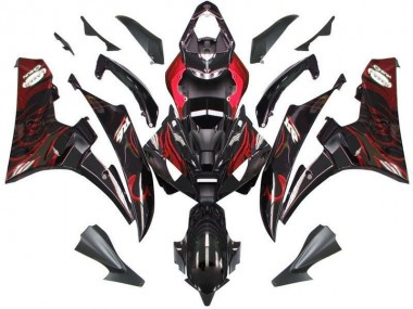 Discount 2006-2007 Black Red Flame Yamaha YZF R6 Bike Fairing UK