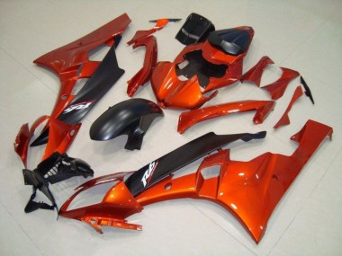 Discount 2006-2007 Orange Matte Black Yamaha YZF R6 Motorcycle Fairing Kits UK