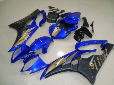 Discount 2006-2007 Black Blue with Gold Sticker Yamaha YZF R6 Motorcycle Fairing Kit UK