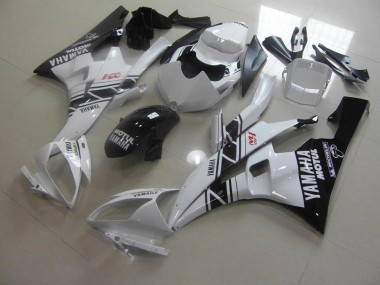 Discount 2006-2007 Black White Yamaha YZF R6 Motorcycle Fairing Kits UK