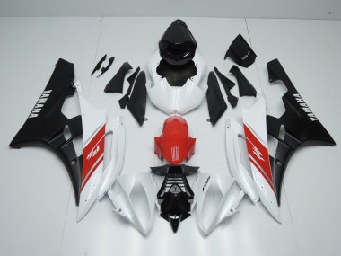 Discount 2006-2007 White Red and Matte Black Yamaha YZF R6 Motorbike Fairings UK
