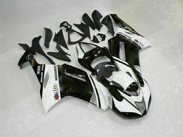 Discount 2007-2008 Black White Kawasaki ZX6R Bike Fairings UK Discount 2007-2008 Black White Kawasaki ZX6R Bike Fairings UK