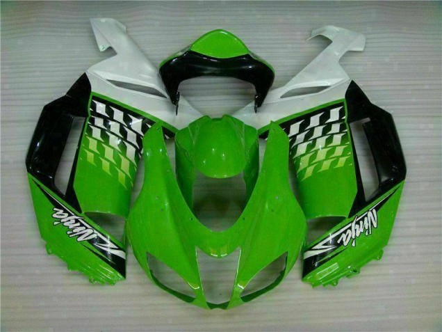 Discount 2007-2008 Green White Ninja Kawasaki ZX6R Motorbike Fairing UK Discount 2007-2008 Green White Ninja Kawasaki ZX6R Motorbike Fairing UK
