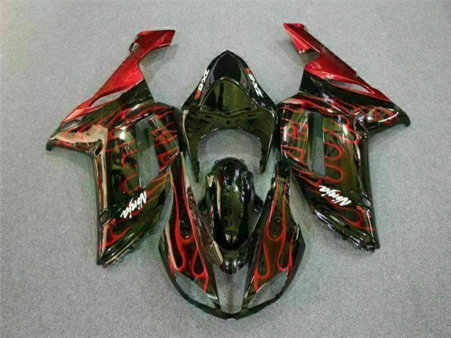 Discount 2007-2008 Black Red Flame Kawasaki ZX6R Motor Bike Fairings UK Discount 2007-2008 Black Red Flame Kawasaki ZX6R Motor Bike Fairings UK