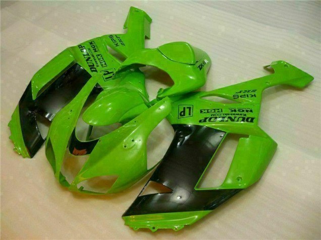 Discount 2007-2008 Green Black Dunlop Kawasaki ZX6R Motorbike Fairing Kits UK Discount 2007-2008 Green Black Dunlop Kawasaki ZX6R Motorbike Fairing Kits UK