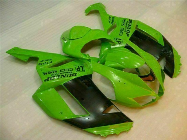 Discount 2007-2008 Green Black Dunlop Kawasaki ZX6R Motorbike Fairing Kits UK Discount 2007-2008 Green Black Dunlop Kawasaki ZX6R Motorbike Fairing Kits UK