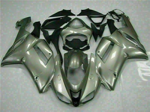 Discount 2007-2008 Silver Kawasaki ZX6R Motorcycle Fairings Kits UK Discount 2007-2008 Silver Kawasaki ZX6R Motorcycle Fairings Kits UK