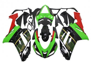 Discount 2007-2008 Green Black Kawasaki ZX6R Motorcycle Fairing Kit UK
