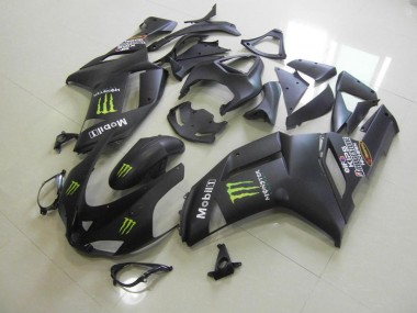 Discount 2007-2008 Matte Black Monster Kawasaki ZX6R Moto Fairings UK